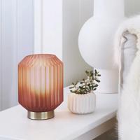 Beacon asztali lámpa Clancy, rózsaszín üvegárnyékoló, magasság 17 cm