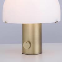 Dipper asztali lámpa üvegárnyékolóval, matt sárgarézből