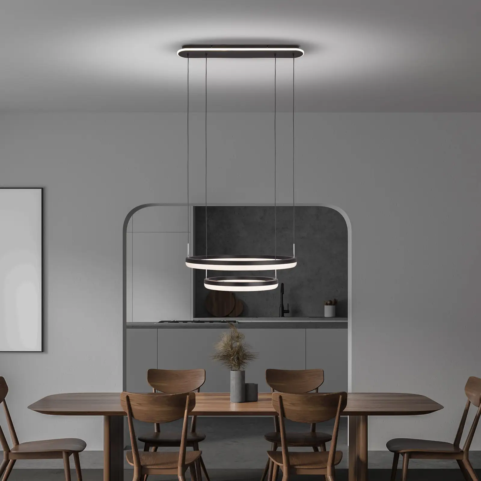 LED mennyezeti világítás CCT, 2 gyűrű, távirányító